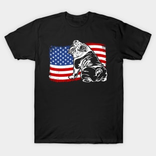 English Bulldog American Flag patriotic dog T-Shirt